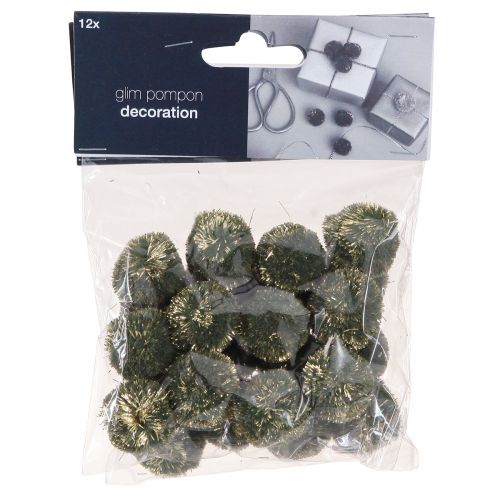 Product Pompoms with Glitter Green 2.5cm Pompoms 2 Bags – 24 pcs