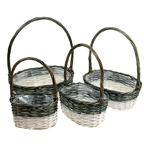 Floristik24 Gift basket with handle, set of 4 gray-white