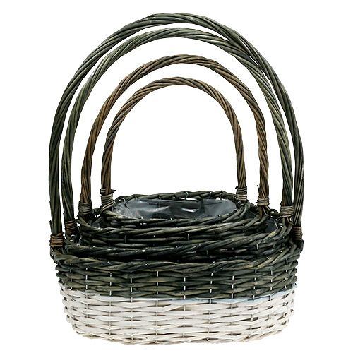 Floristik24 Gift basket with handle, set of 4 gray-white