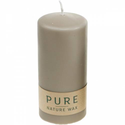 Pure pillar candle brown 130/60 natural wax candle sustainable stearin and rapeseed