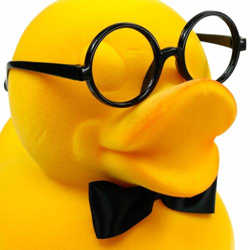 Floristik24 Decorative figure duck with glasses yellow, funny summer decoration, decorative duck flocked