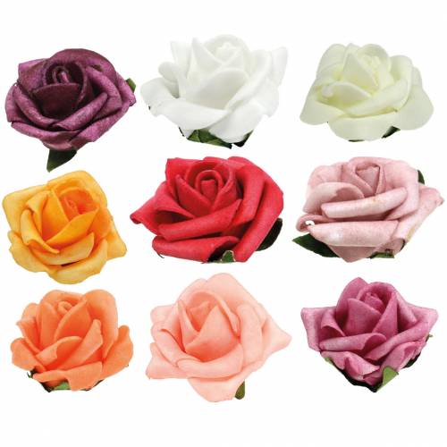 Product Foam Rose Ø3.5cm various colours 48 pcs