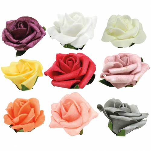 Floristik24 Foam Rose Ø6cm various colors 27 pcs