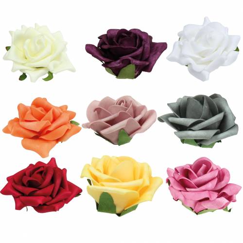 Floristik24 Foam Rose Ø7.5cm various colours 18 pcs