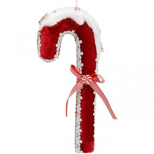 Candy cane decoration large Christmas red white with lace H36cm