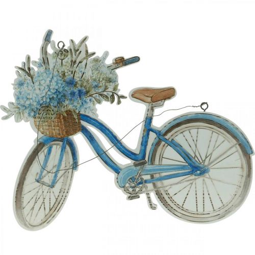 Product Deco sign wood bicycle summer deco sign to hang blue, white 31 × 25cm