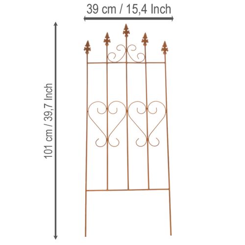 Product Trellis with heart motif, climbing aid in a romantic style for garden paths or terraces, 101cm