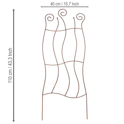 Product Metal garden trellis with curved design for climbing plants, 110cm