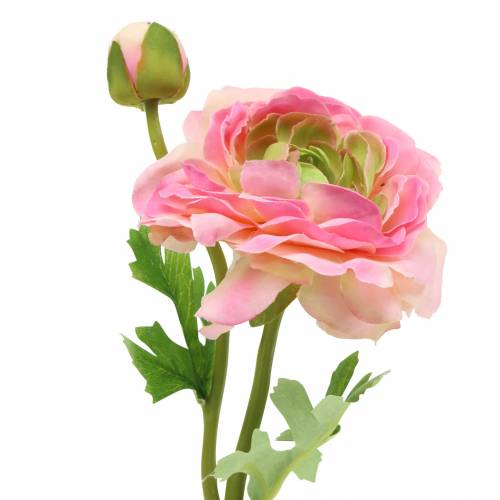 Ranunculus flower and bud artificial pink 34cm
