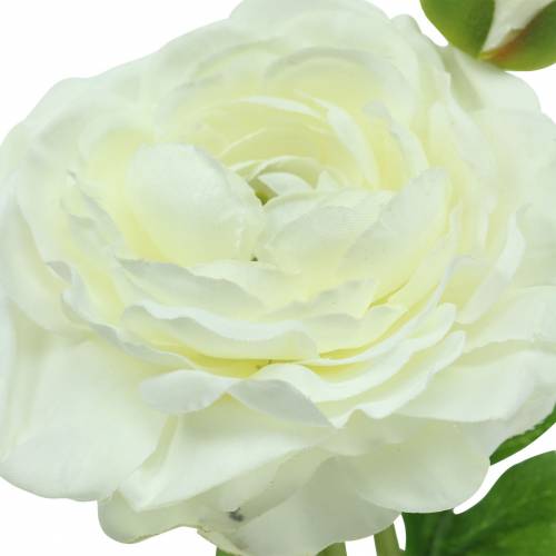 Product Artificial flower ranunculus with blossom and bud white H34cm