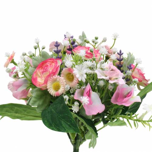 Artificial bouquet with ranunculus and bellis pink, white Ø20cm