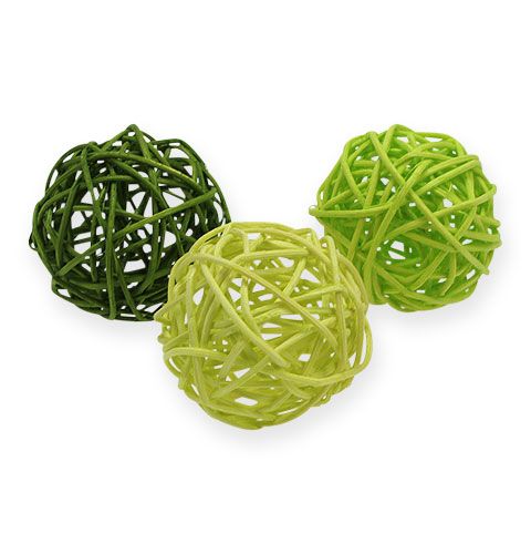 Floristik24 Rattan balls Ø4.5cm green sorted 30p