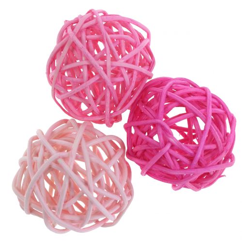 Floristik24 Rattan balls pink sorted Ø4cm 24p
