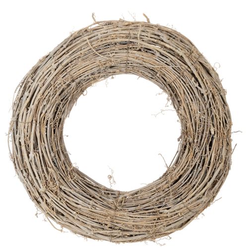 Decorative wreath, rattan branches, white washed, for creative design, 50cm
