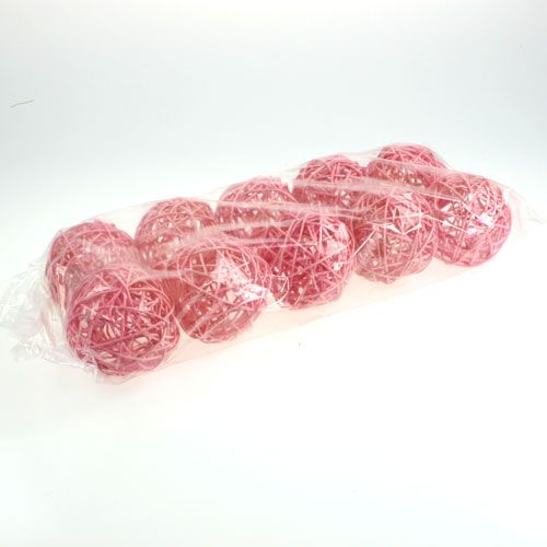 Floristik24 Rattan ball Ø10cm pink 10p