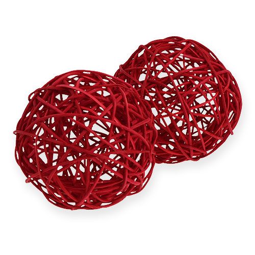 Rattan ball 10cm red 10pcs