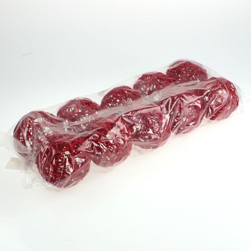 Floristik24 Rattan ball 10cm red 10pcs