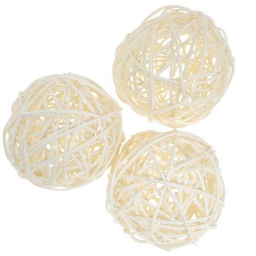 Floristik24 Rattan ball bleached Ø7.5cm 15pcs