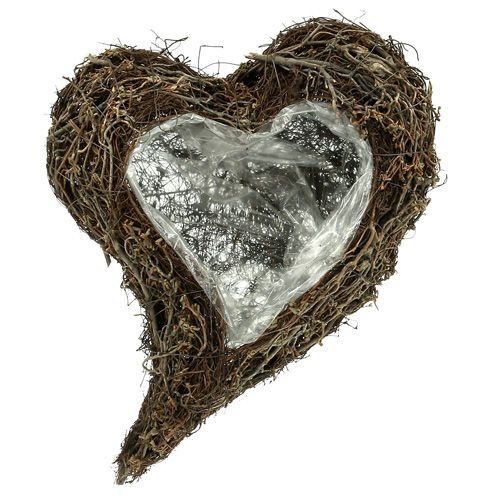 Vine plant heart, decorative heart made of wood and wire, DIY gift idea, garden table decoration, wall decoration, heart shape, set of 3 pieces, 30x20x6cm