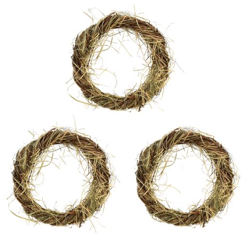 Floristik24 Vine wreath natural wreath with hay brown green Ø25cm 3 pcs