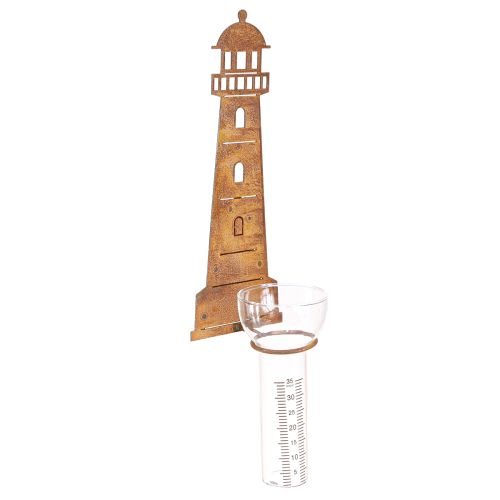 Floristik24 Rain Gauge Lighthouse Rust Look – Decorative Rain Gauge for the Garden and Fence 41cm Rust