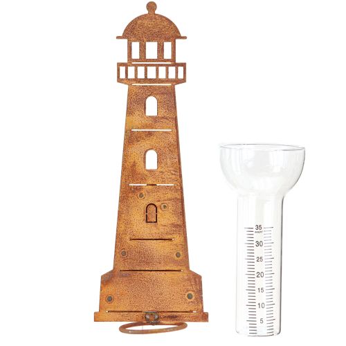 Product Rain Gauge Lighthouse Rust Look – Decorative Rain Gauge for the Garden and Fence 41cm Rust