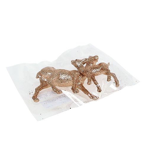 Floristik24 Deer with fawn 10cm light gold with mica