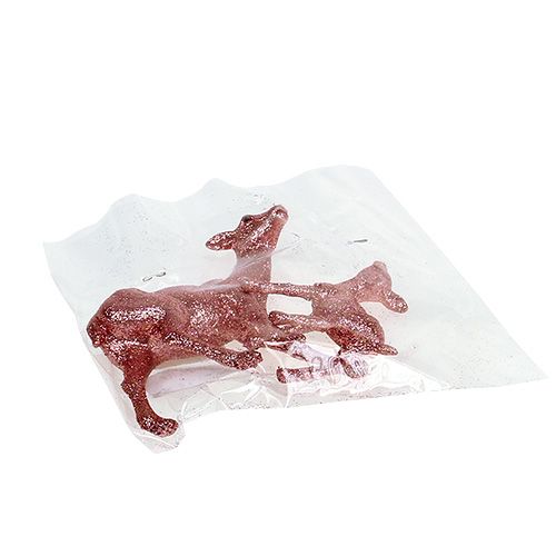 Floristik24 Deer with fawn 10cm pink with mica