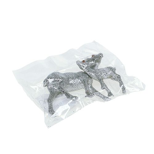 Floristik24 Deer with fawn 10cm silver with mica