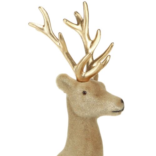 Floristik24 Sitting deer decoration flocked light brown 15×6×15.5cm 3pcs