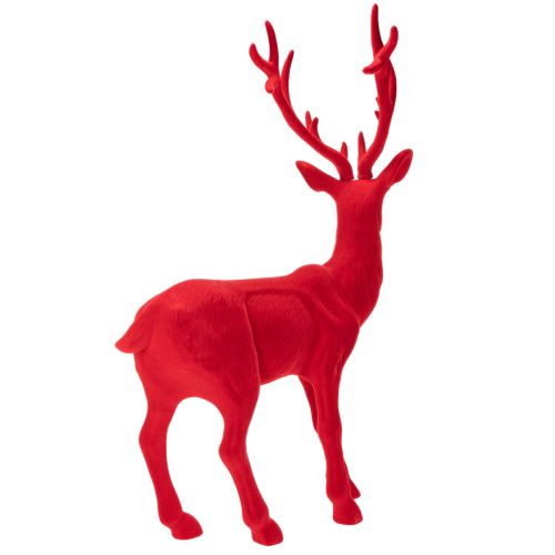 Decorative figurine of a standing deer, large, flocked Christmas decoration, 85cm | Floristik24.ie