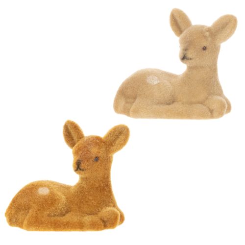 Decorative reclining fawn figurine for table decoration, 8cm, 6 pieces | Floristik24.ie