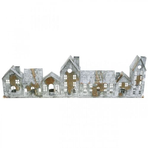 Floristik24 Houses for lighting, window decorations, light houses silver, metal wind light antique look L67.5cm H20cm