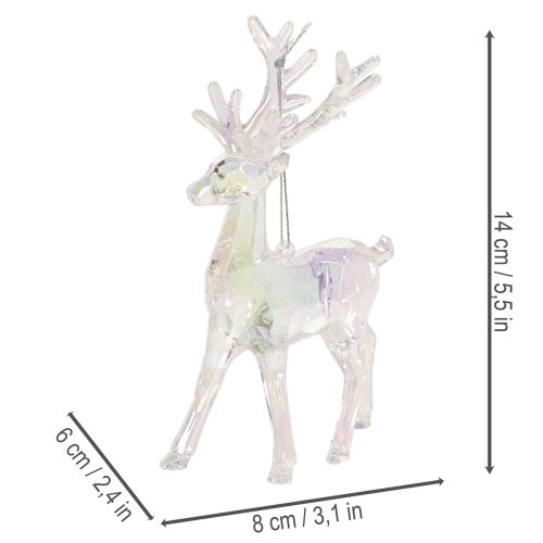 Acrylic reindeer ornaments for Christmas tree, 14cm, 4 pieces | Floristik24.ie