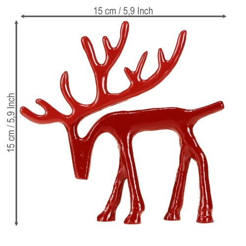Floristik24 Reindeer decoration figure metal table decoration Christmas red 15cm