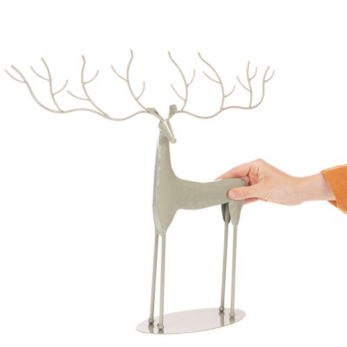 Decorative deer sculpture with large antlers, modern metal look, 48cm | Floristik24.ie