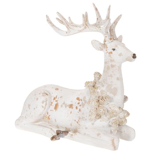 Decorative figurine of a sitting deer with antlers, 30cm buy online | Floristik24.ie