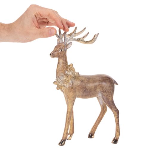Decorative figurine of a deer with antlers, for standing, Christmas decoration, 28cm | Floristik24.ie