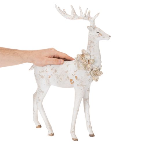 Decorative figurine of a deer with pine cone decoration for winter decoration, 49cm | Floristik24.ie
