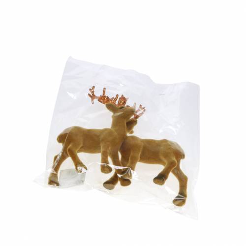 Floristik24 Reindeer flocked curry, copper 20cm 2pcs