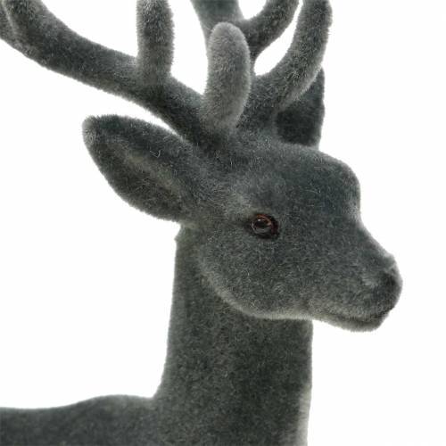 Floristik24 Decoration deer flocked grey 20cm 2 pcs