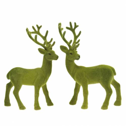 Floristik24 Decorative reindeer flocked moss green 20cm 2 pcs