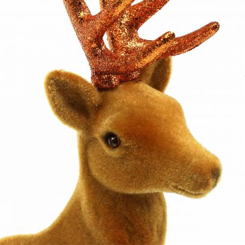 Floristik24 Reindeer flocked curry, copper 40cm