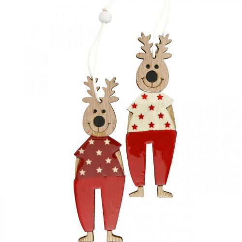 Floristik24 Reindeer for hanging, Christmas decoration, Christmas tree decoration, wooden decoration for Advent H13cm 8 pcs