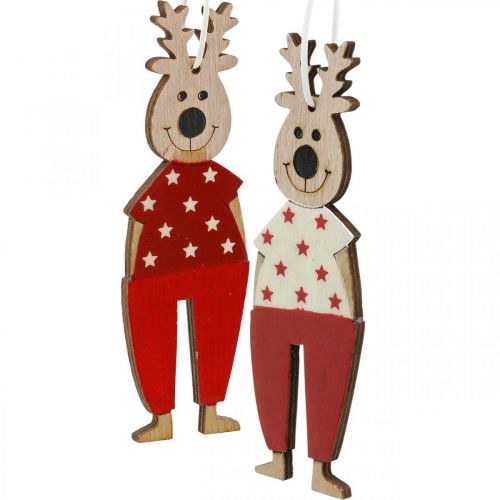 Product Reindeer for hanging, Christmas decoration, Christmas tree decoration, wooden decoration for Advent H13cm 8 pcs