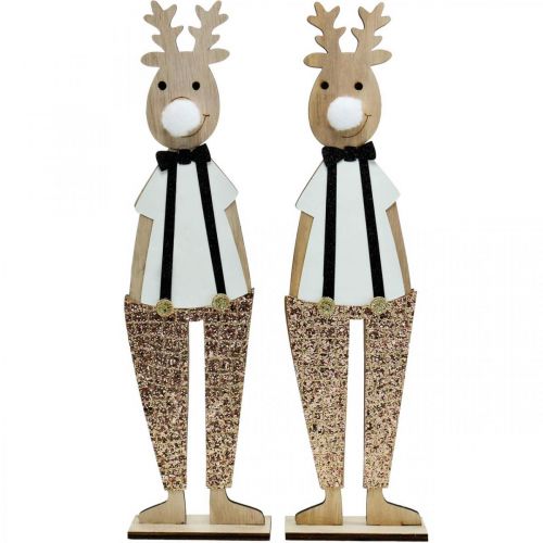 Product Reindeer wooden decoration figure Christmas to put 12×6.5cm H45cm 2pcs