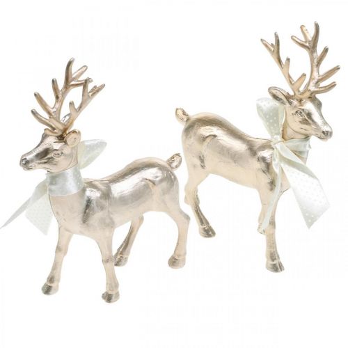 Deco deer standing champagne table decoration Christmas 18.5cm 4pcs