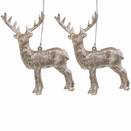 Floristik24 Christmas tree decorations reindeer champagne glitter 15cm 6pcs