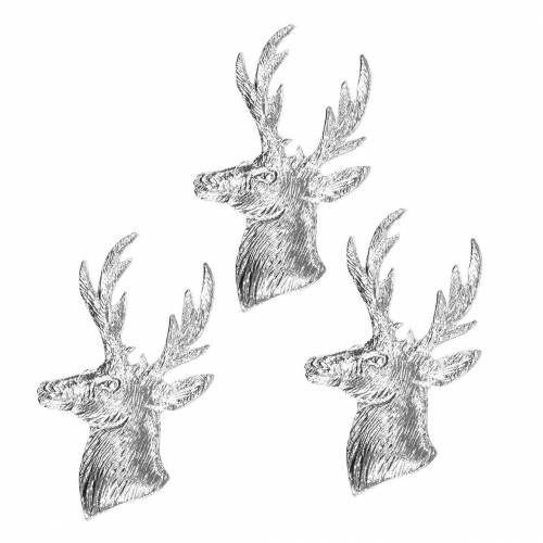 Floristik24 Decorative reindeer bust silver metal 8cm × 4.8cm 8 pcs