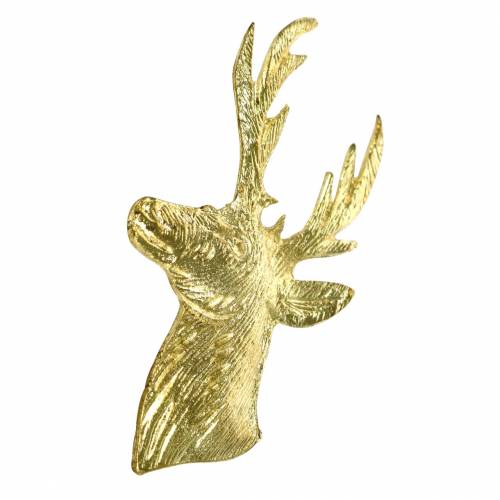 Product Decorative reindeer bust golden metal 8cm × 4.8cm 8pcs
